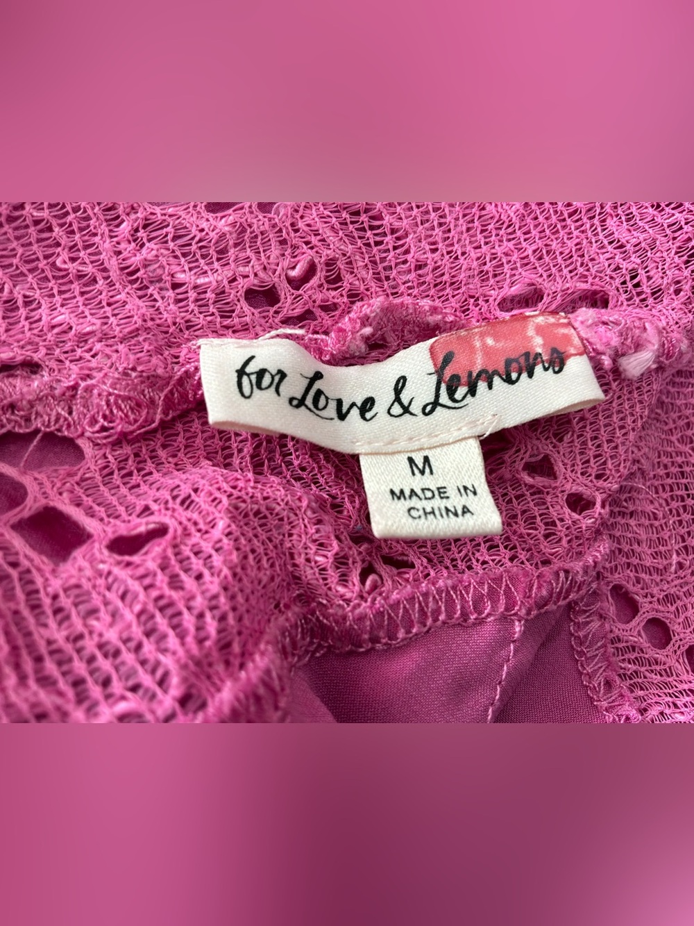 For Love & Lemons Casey Maxi Dress Pink Satin Lace Open Back Side Slit Women's M - Picture 8 of 9